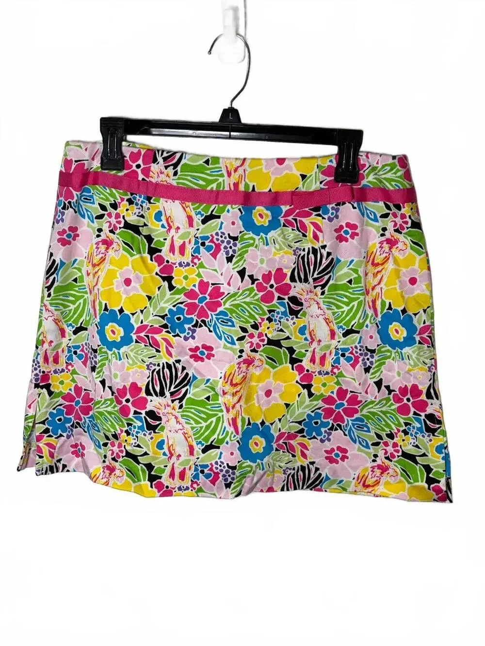 Bamboo Traders Womens Size 12 Tropical Floral Parrot Skort Pink Green